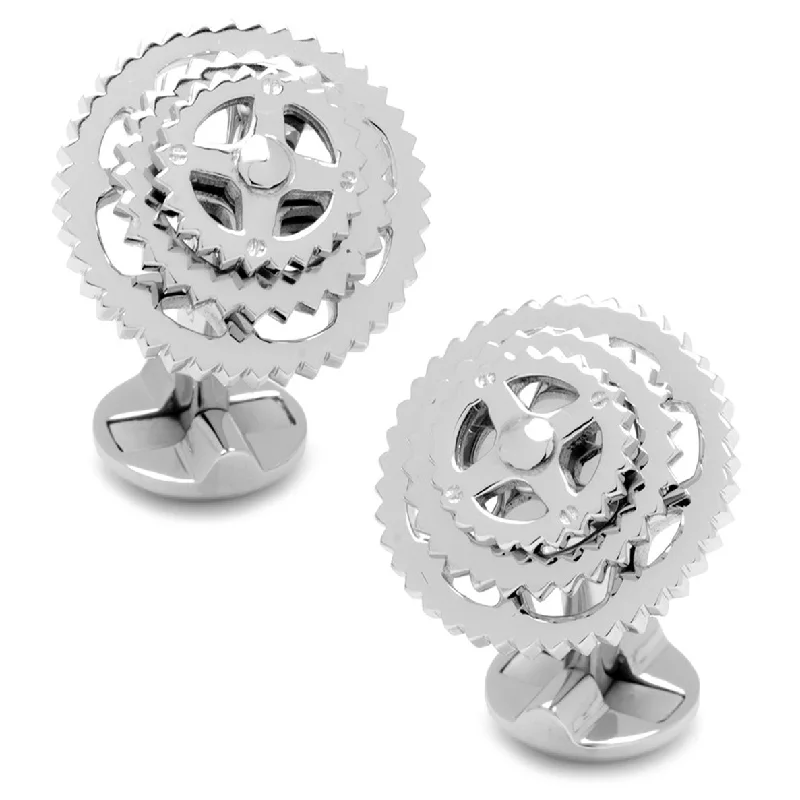 Cufflinks with abstract designs for a modern and artistic fashion statement-Sterling Silver Cyclist Cufflinks