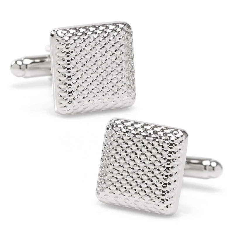 Cufflinks with vintage military designs for a distinctive and bold look-Silver Textured Square Cufflinks