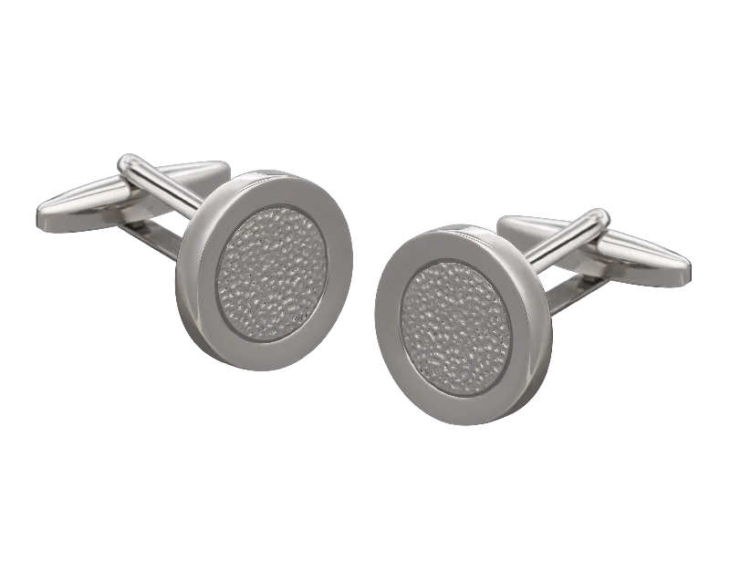 Cufflinks with celestial motifs for a cosmic and mystical fashion statement-Hammered Metal Silver Centred Cufflinks