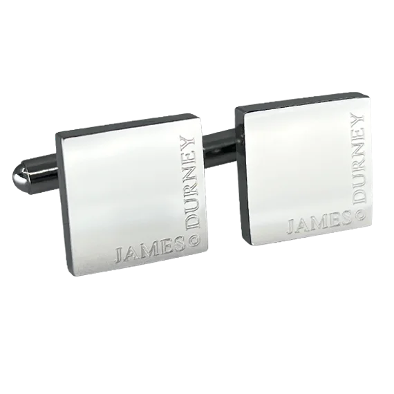 Cufflinks with vintage-inspired designs for a timeless and classic touch-Personalised Silver Engraved Full Name Square Cufflinks