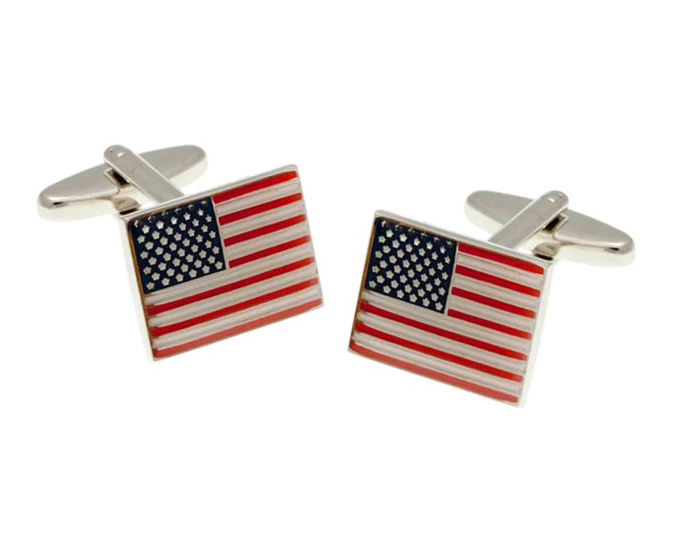 Cufflinks with wood accents for a rustic and unique design-Stars and Stripes USA Flag Cufflinks