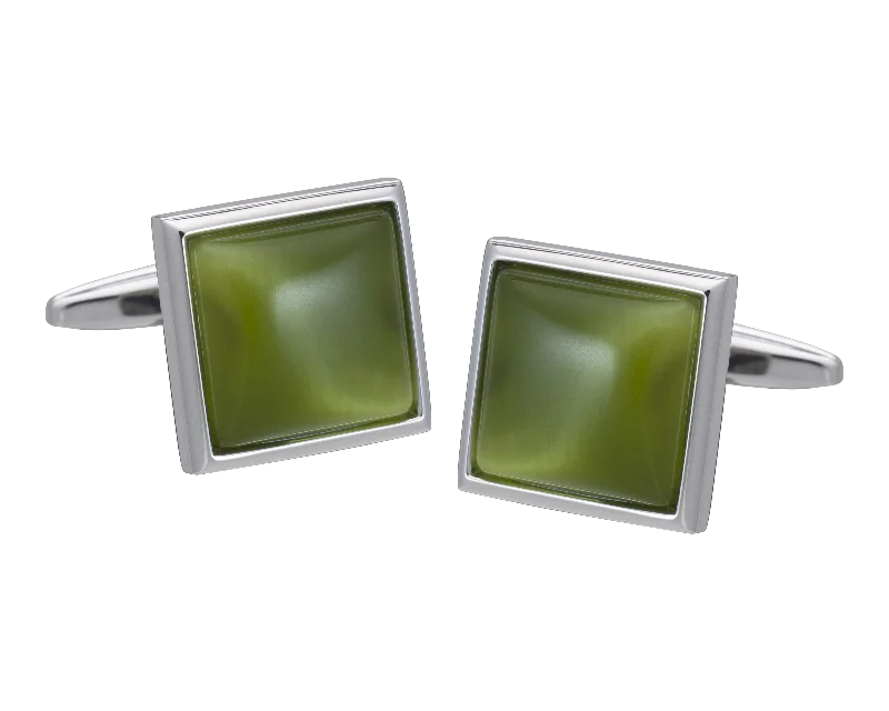 Cufflinks with nautical themes for a coastal and maritime-inspired accessory-Back to Nature Green Square Cufflinks