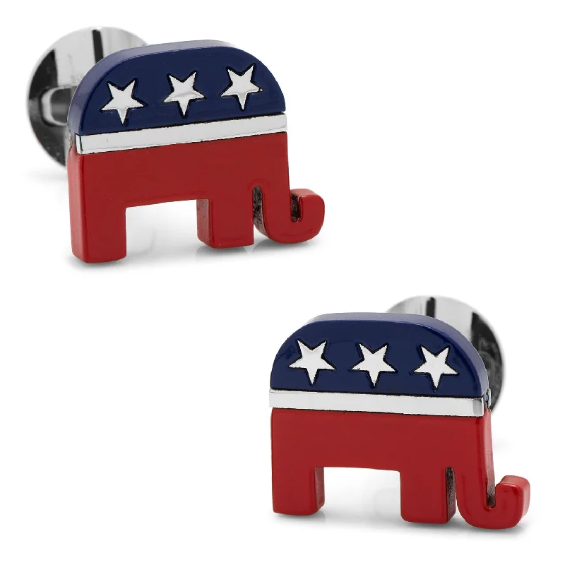 Best cufflinks with vintage cufflinks case for a stylish presentation and storage-Stainless Steel Republican Elephant Cufflinks