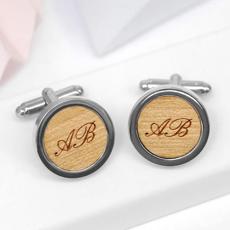 Cufflinks with abstract designs for a modern and artistic fashion statement-Personalised Wooden Initial Cufflinks