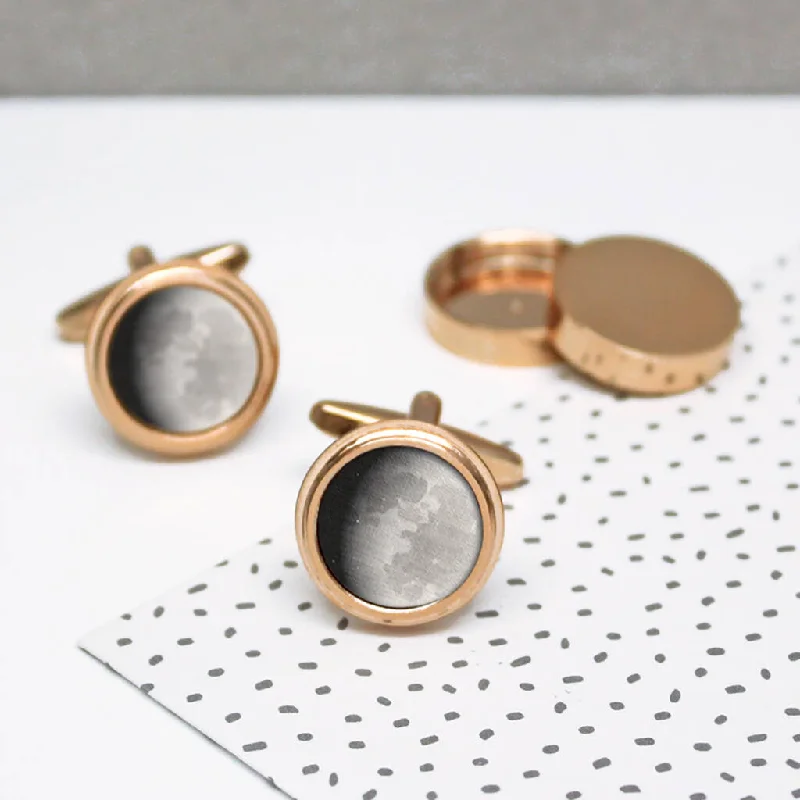 Best cufflinks with rose gold plating for a trendy and luxurious finish-Hidden Moon Phase Twist Cufflinks