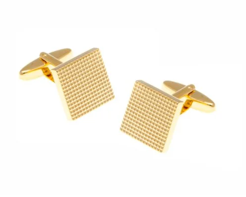 Luxury cufflinks with diamond accents for a high-end and elegant accessory-Grid Design Gold Plated Cufflinks