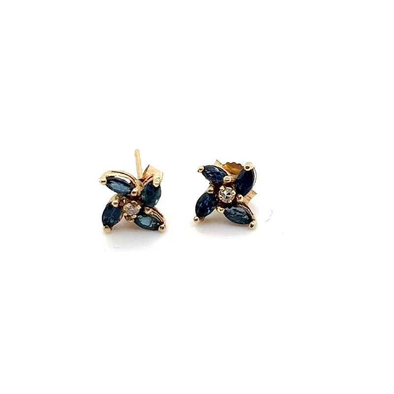 Hoop earrings with twisted metal designs for a dynamic and modern style-14kt Gold Pinwheel Mini Studs