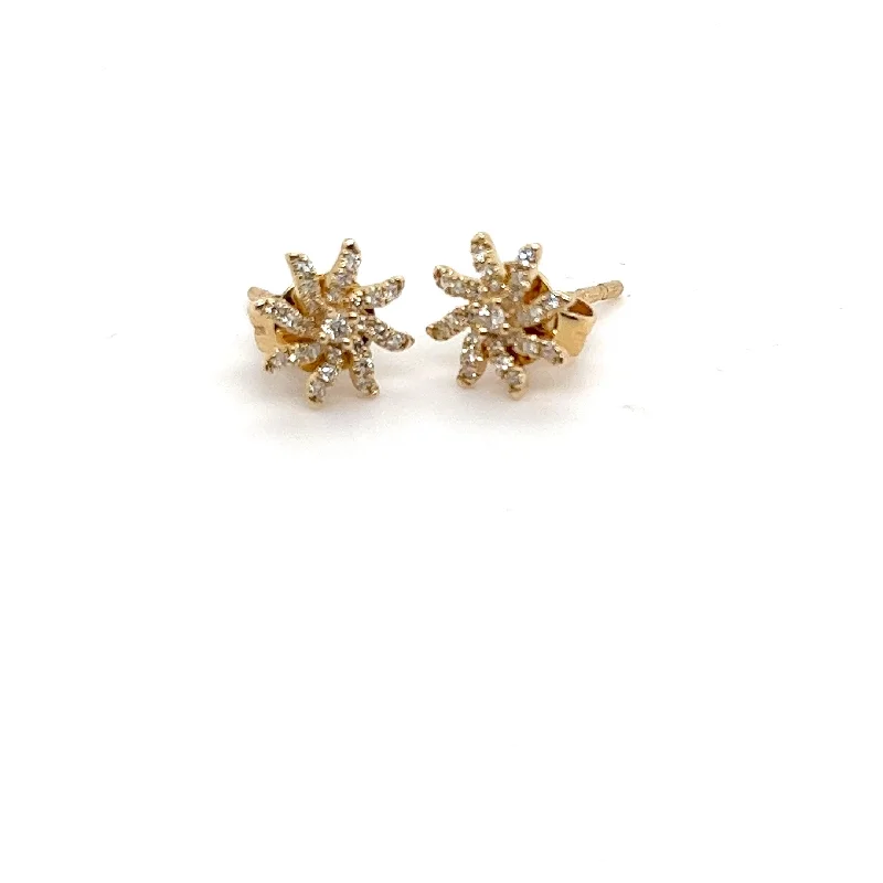 Hoop earrings with a chunky design for a bold and trendy statement-14kt Pinwheel Mini Studs with .14ct Diamonds