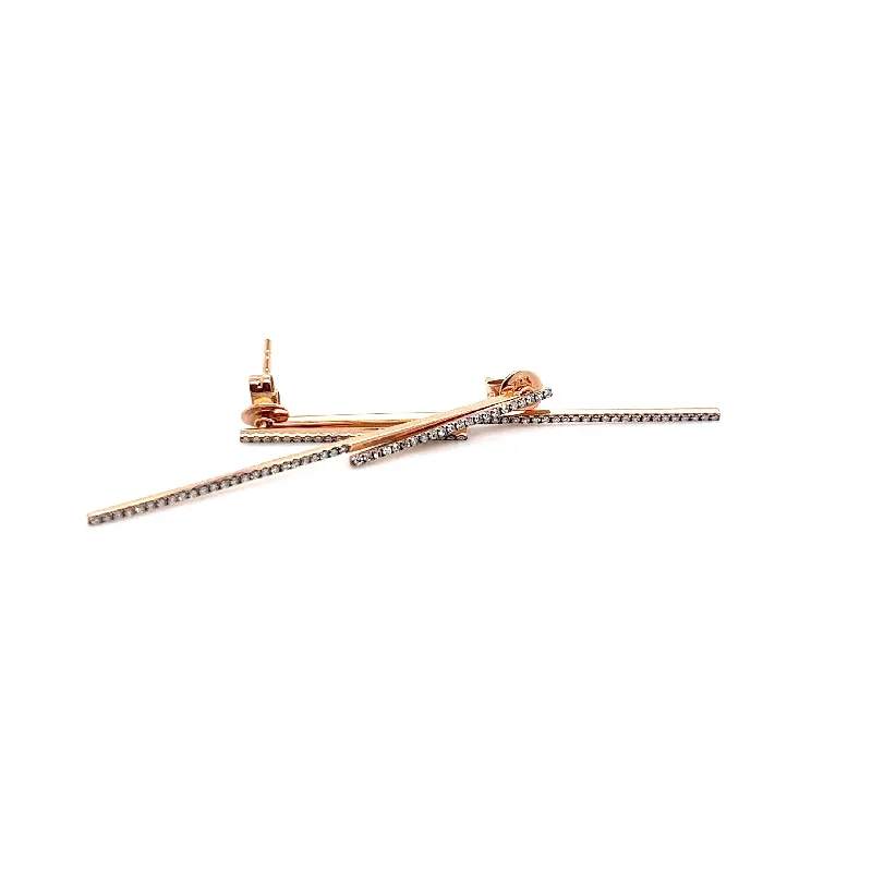 Hoop earrings with hammered textures for a boho-chic and rustic vibe-14kt Rose Gold Front to Back Earring With Diamonds