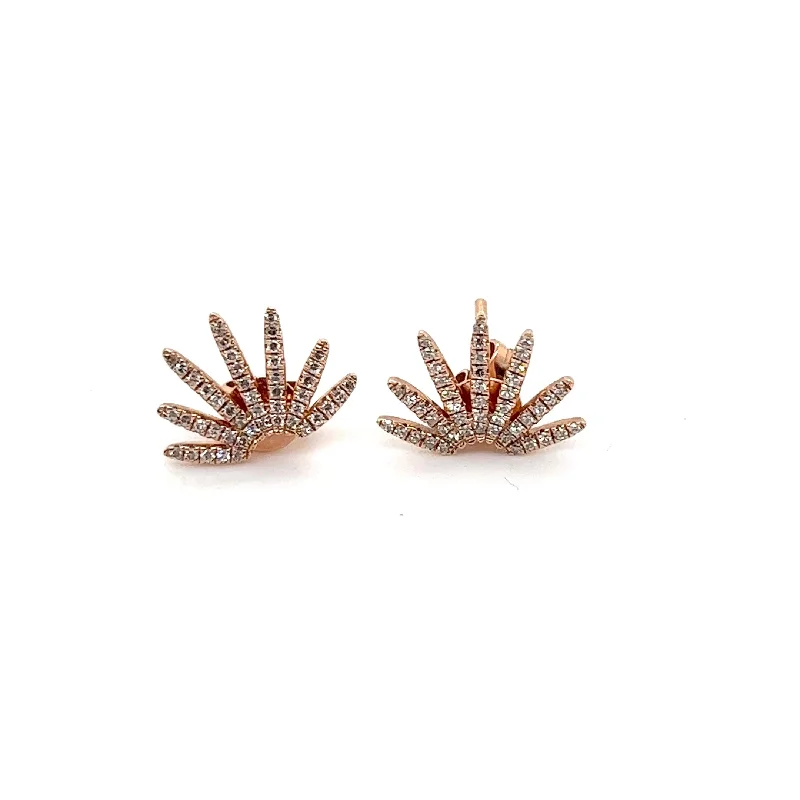 Lightweight hoop earrings for comfortable and all-day wear-14kt Rose Gold Suburst Mini Studs with Diamonds