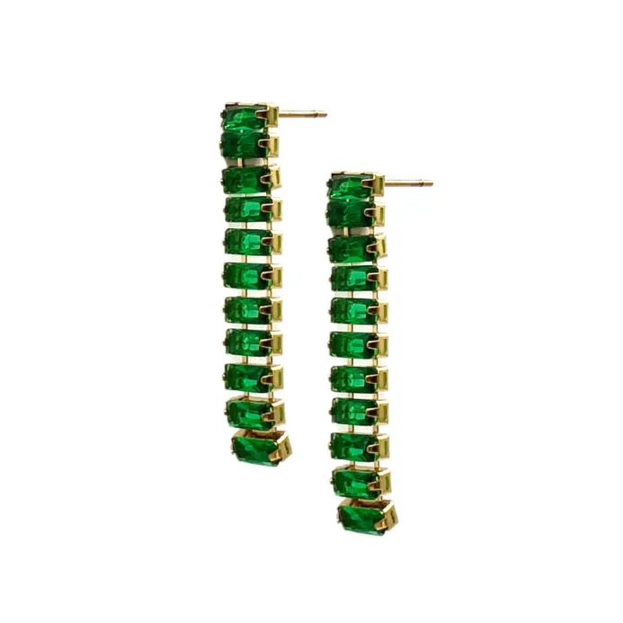 Best hoop earrings with gold-plated finishes for an affordable luxury vibe-Alessia Emerald CZ Drop Earring