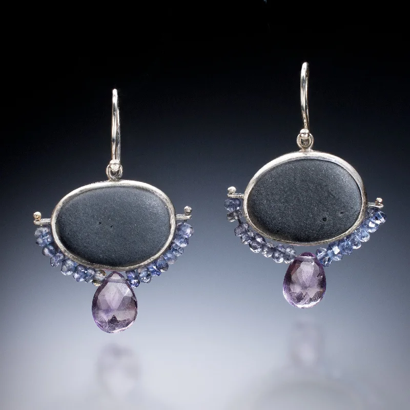 Best hoop earrings with Swarovski crystals for added sparkle and luxury-Amethyst Rock Earrings