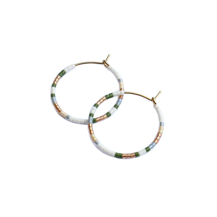 Hoop earrings with leather accents for a sleek and bold combination-Ana Hoops / SM - White