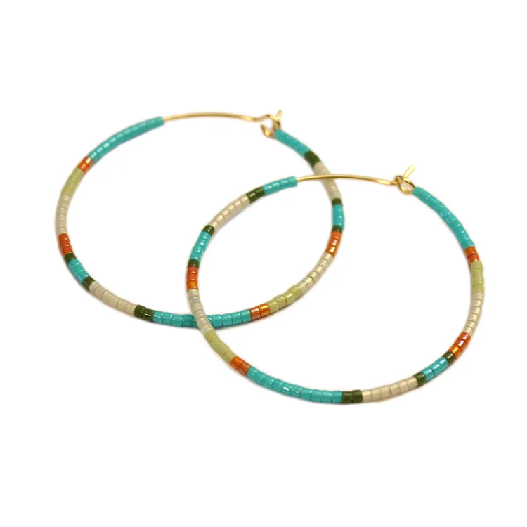 Best hoop earrings with rose gold for a romantic and warm aesthetic-Ana Hoops / LG - Turquoise