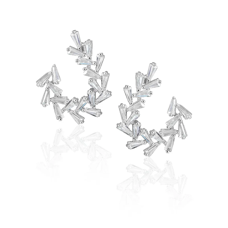 Hoop earrings with crescent moon shapes for a celestial and mystical appearance-Arianna Baguette Earring