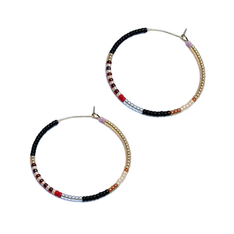 Hoop earrings with intricate designs for a unique and artistic appearance-Aryna Hoops / Black