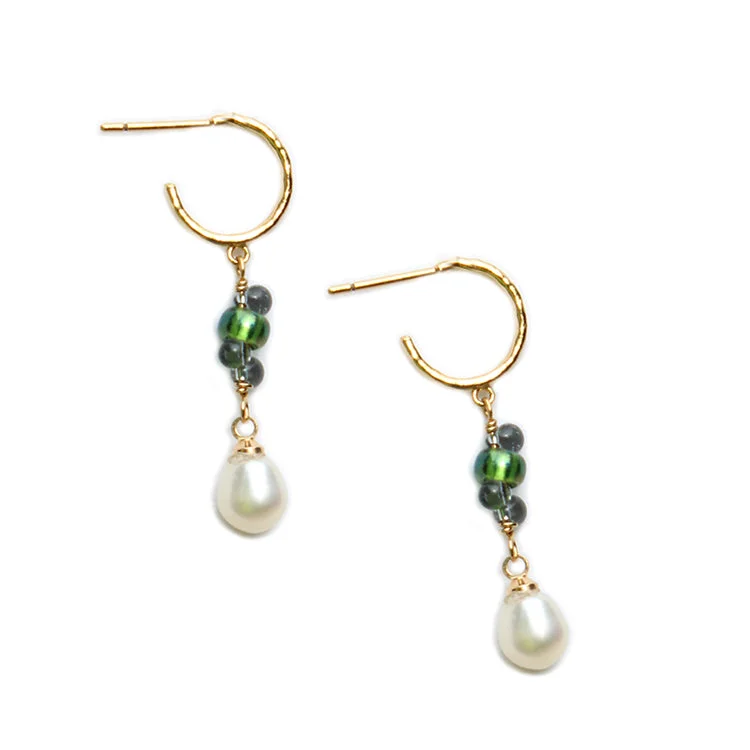 Best hoop earrings with snake chain details for a sleek and modern touch-Aurora Earring / Green