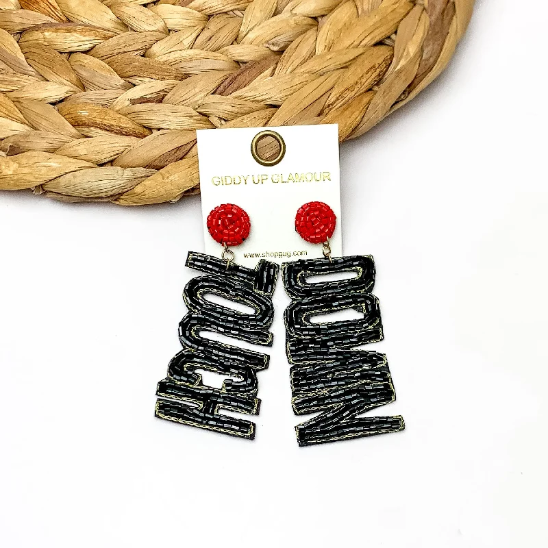 Best hoop earrings with baroque pearls for a luxurious and elegant vibe-Beaded Touch Down Post Back Earrings in Black and Red