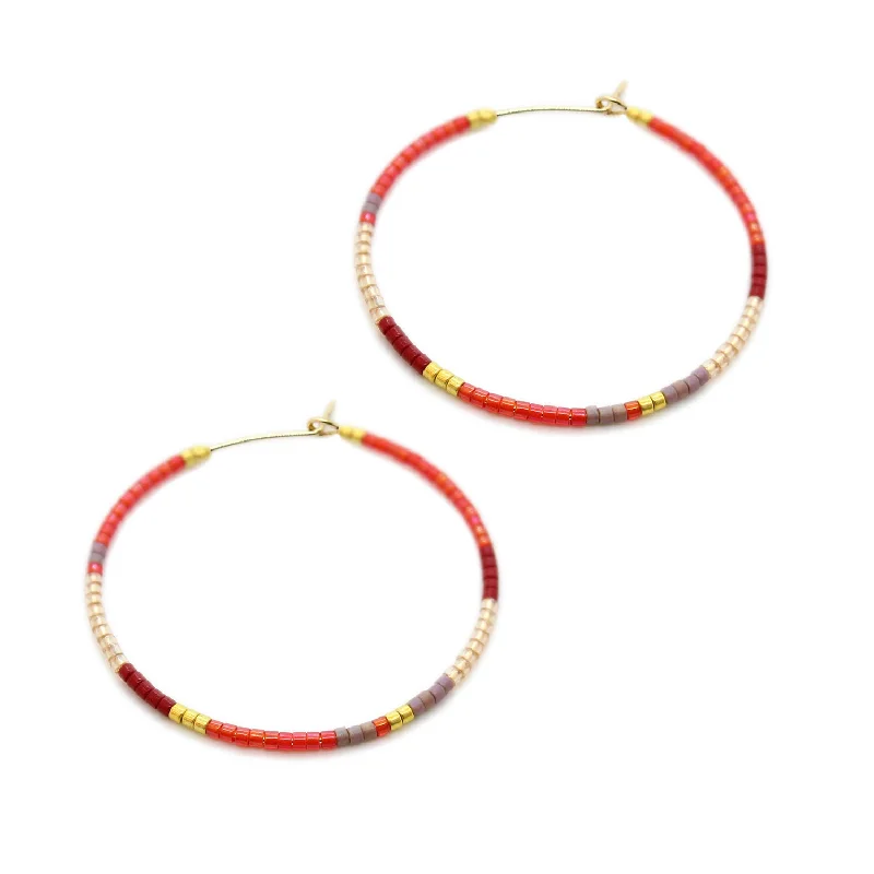 Hoop earrings with braided patterns for a detailed and textured finish-Beauty Hoops / RED