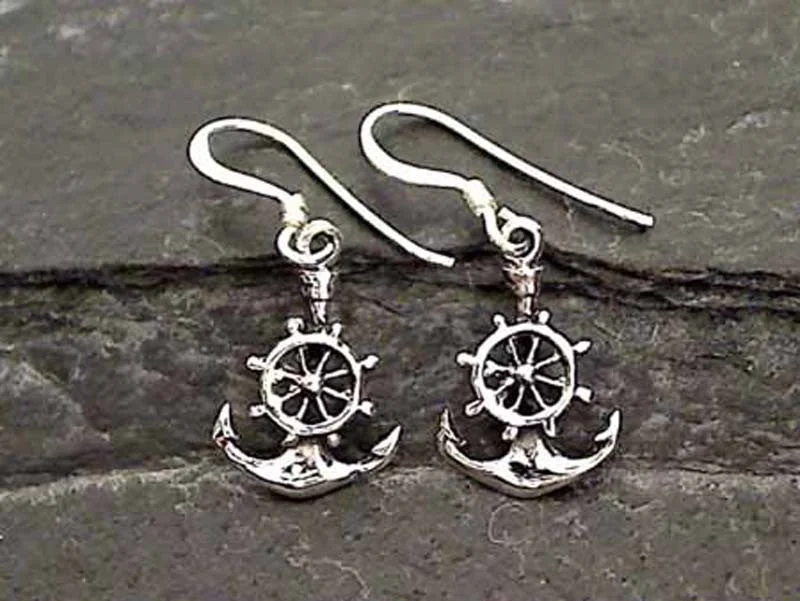 Best hoop earrings with butterfly motifs for a playful and whimsical appearance-Sterling Silver Anchor Earrings