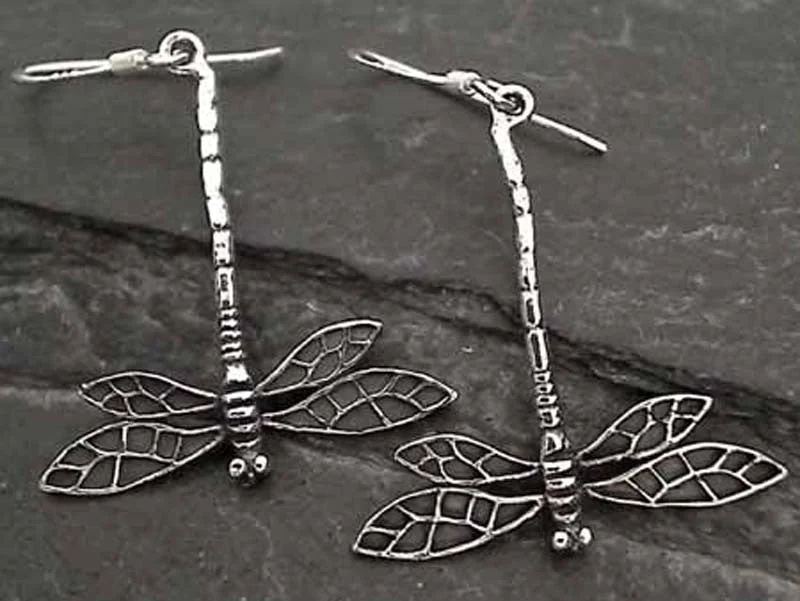 Best hoop earrings with vintage-style detailing for a nostalgic and timeless look-Sterling Silver Dragonfly Earrings