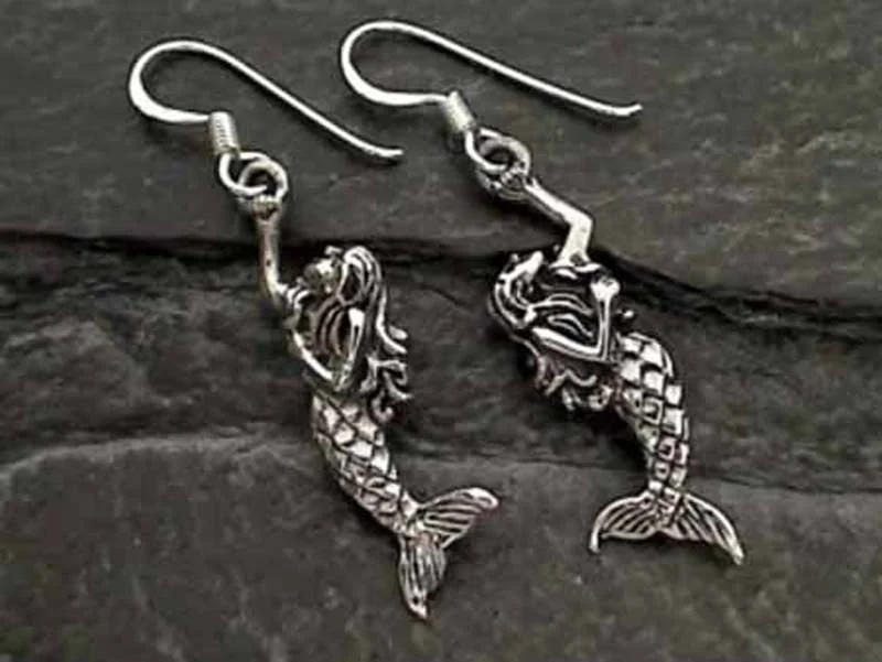 Hoop earrings with snake print designs for an edgy, wild appearance-Sterling Silver Mermaid Earrings