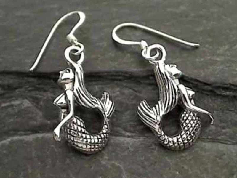 Best hoop earrings with vintage coins for a retro, antique-inspired style-Sterling Silver Mermaid Earrings