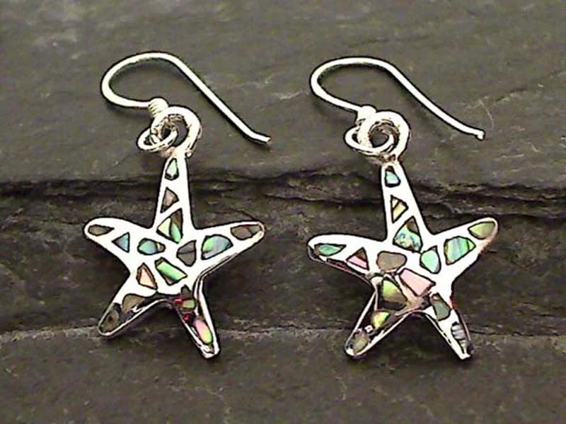 Best hoop earrings with oval shapes for a unique and elongated design-Abalone, Sterling Silver Starfish Earrings