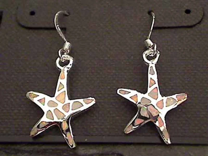 Hoop earrings with satin finishes for a smooth and elegant appearance-Created Opal, Sterling Silver Starfish Earrings