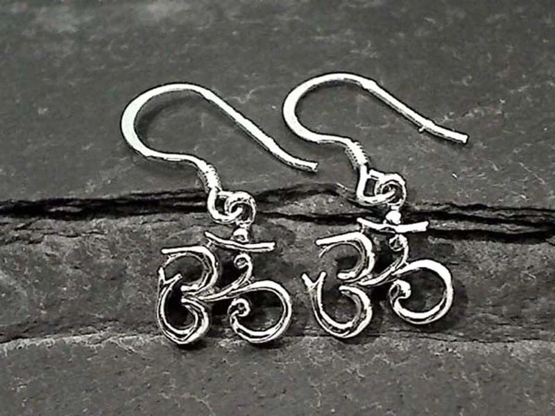 Hoop earrings with rhinestone embellishments for a glamorous and sparkling look-Sterling Silver Om Symbol Earrings