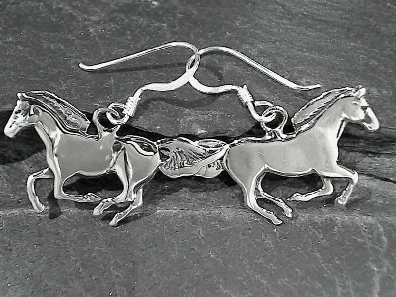 Medium hoop earrings for an everyday look with the perfect balance of style-Sterling Silver Horse Earrings