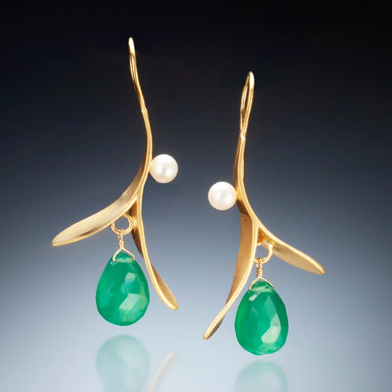 Hoop earrings with a matte finish for a sleek and sophisticated appearance-Branch Earring with Drop (gold)