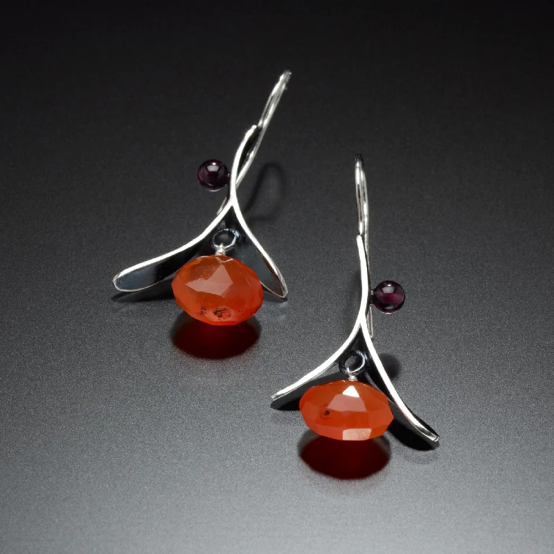 Hoop earrings with stacked layers for a bold and textured design-Branch Earrings with Drop (orange)