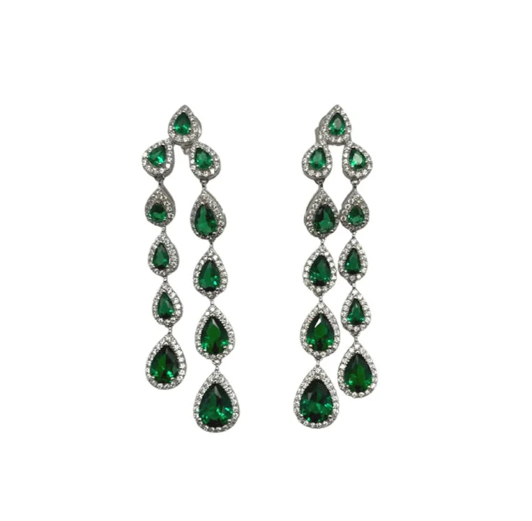 Best hoop earrings with geometric triangle shapes for a modern, chic design-Carrington CZ Drop Emerald Earring