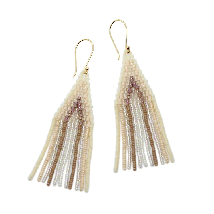 Best hoop earrings with tribal designs for a cultural and exotic aesthetic-Chevron Earring - Cream