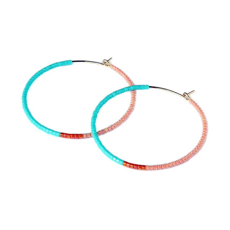 Best hoop earrings with oval shapes for a unique and elongated design-Color Field Hoops LG / Turquoise