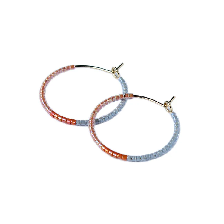 Hoop earrings with stacked layers for a bold and textured design-Color Field Hoops SM / Peach