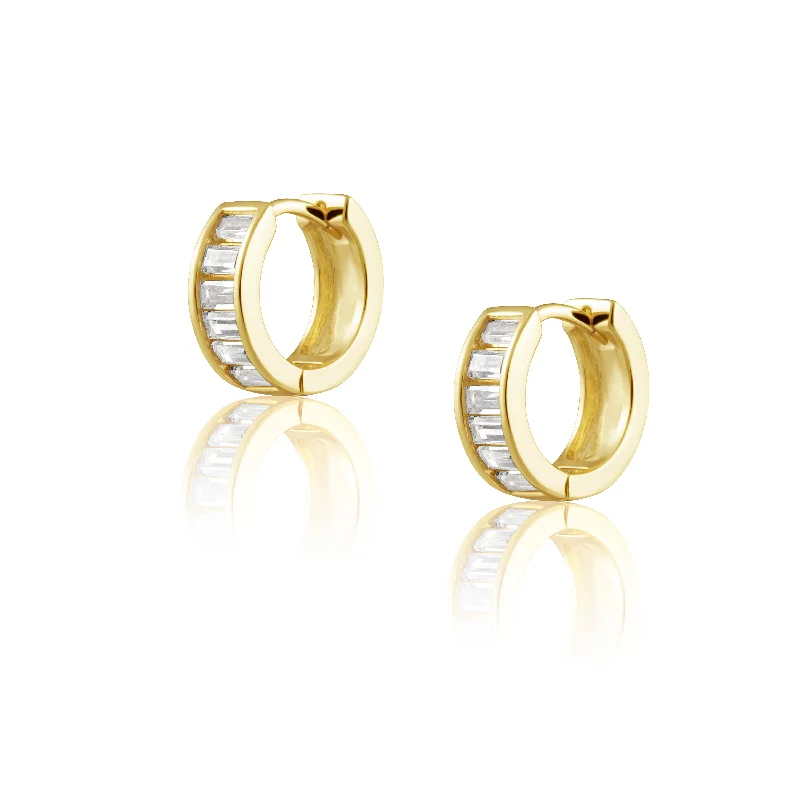 Hoop earrings with braided patterns for a detailed and textured finish-Peyton Cz Huggies