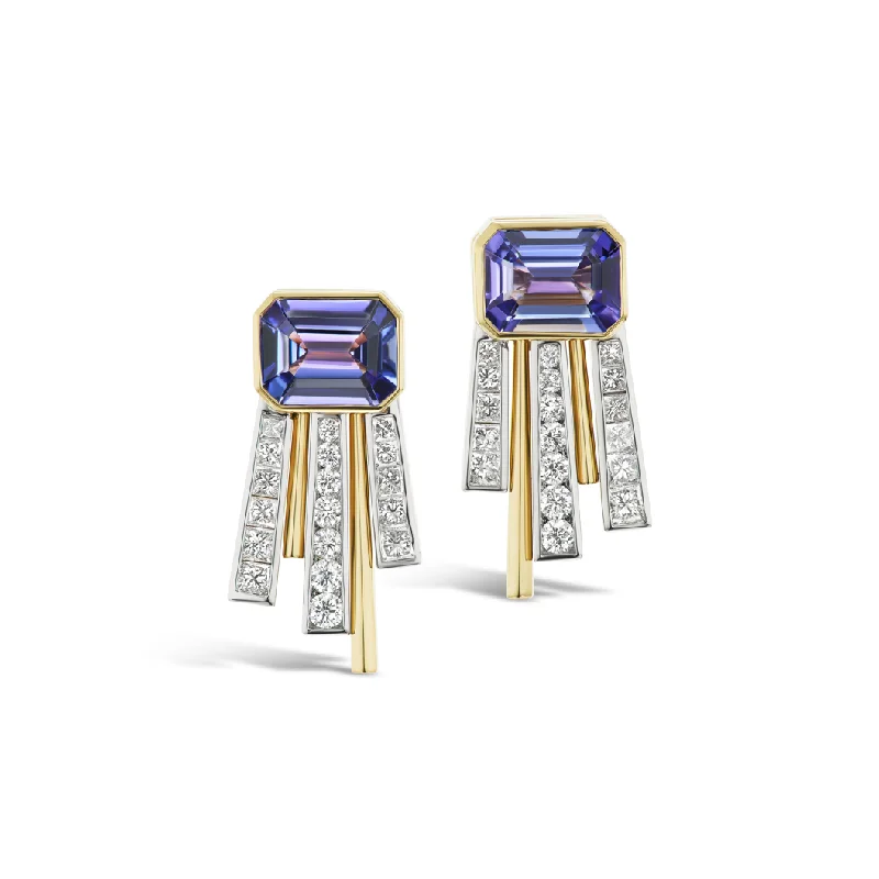 Best hoop earrings with Swarovski crystals for added sparkle and luxury-Tanzanite Celestial Earrings