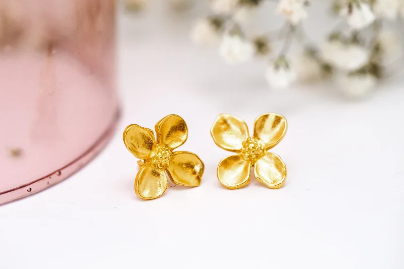 Best hoop earrings with rose gold for a romantic and warm aesthetic-dogwood studs {gold}