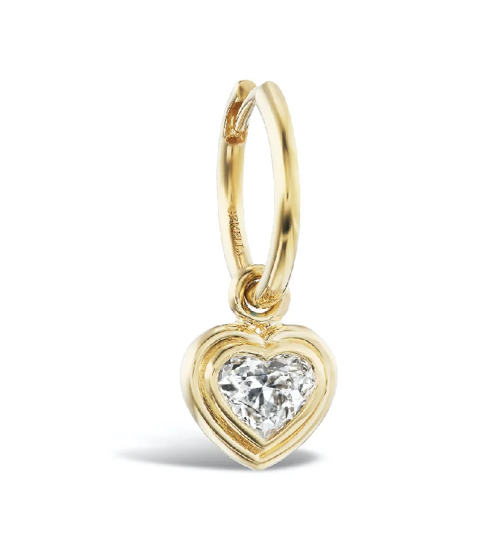 Hoop earrings with gold accents for a warm, elegant statement piece-Heart Double Bubble Bezel Huggies