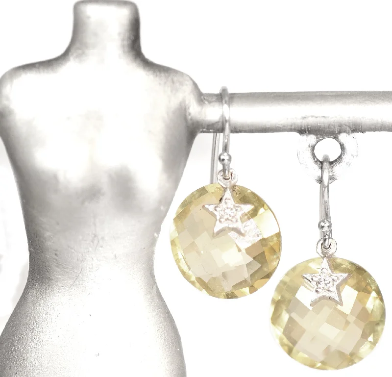 Hoop earrings with abstract shapes for an artistic and creative touch-'Double Sided Rose-Cut Lemon Citrine Drop Earring'