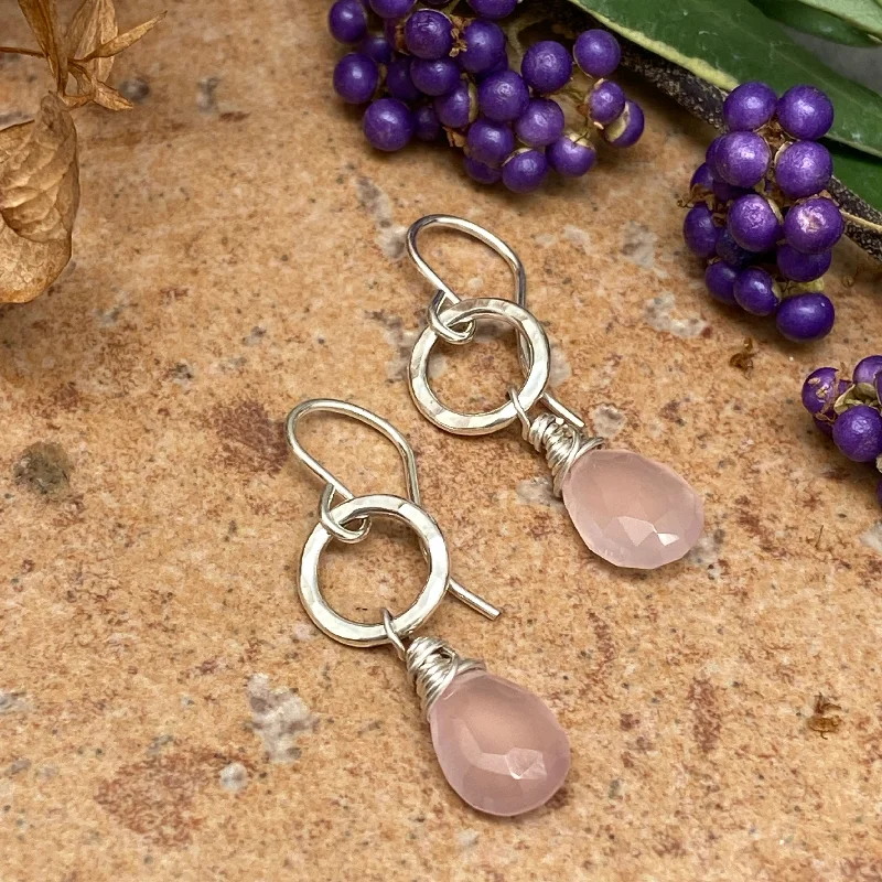 Hoop earrings with removable pendants for a versatile and customizable accessory-Circle of Pink Earrings