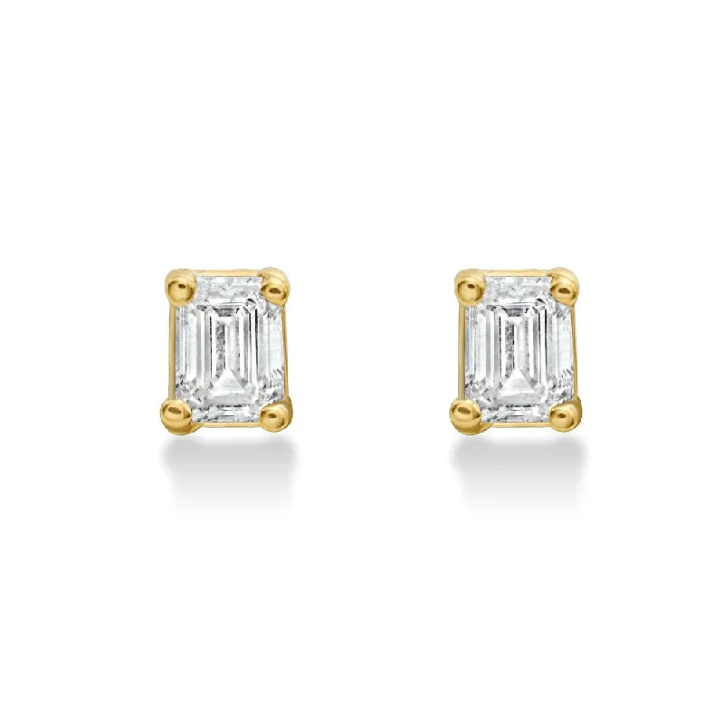 Hoop earrings with satin finishes for a smooth and elegant appearance-Emerald Cut Diamond Micro Studs Earrings (0.20 ct.) in 14K Gold