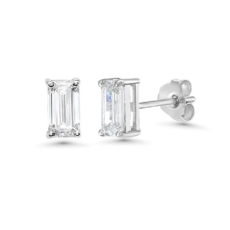 Hoop earrings with hearts for a sweet and romantic gesture-Emerald Cut Diamond Studs Earrings (0.65 ct.) in 14K Gold