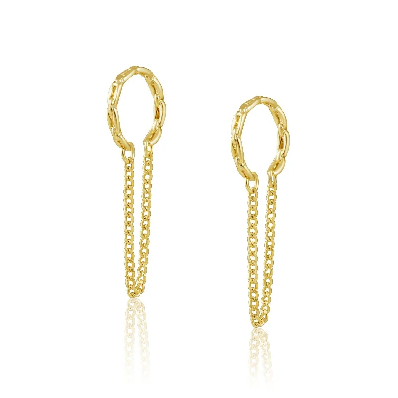 Hoop earrings with dangling charms for a playful and fun look-Emma Chain Ear Cuff