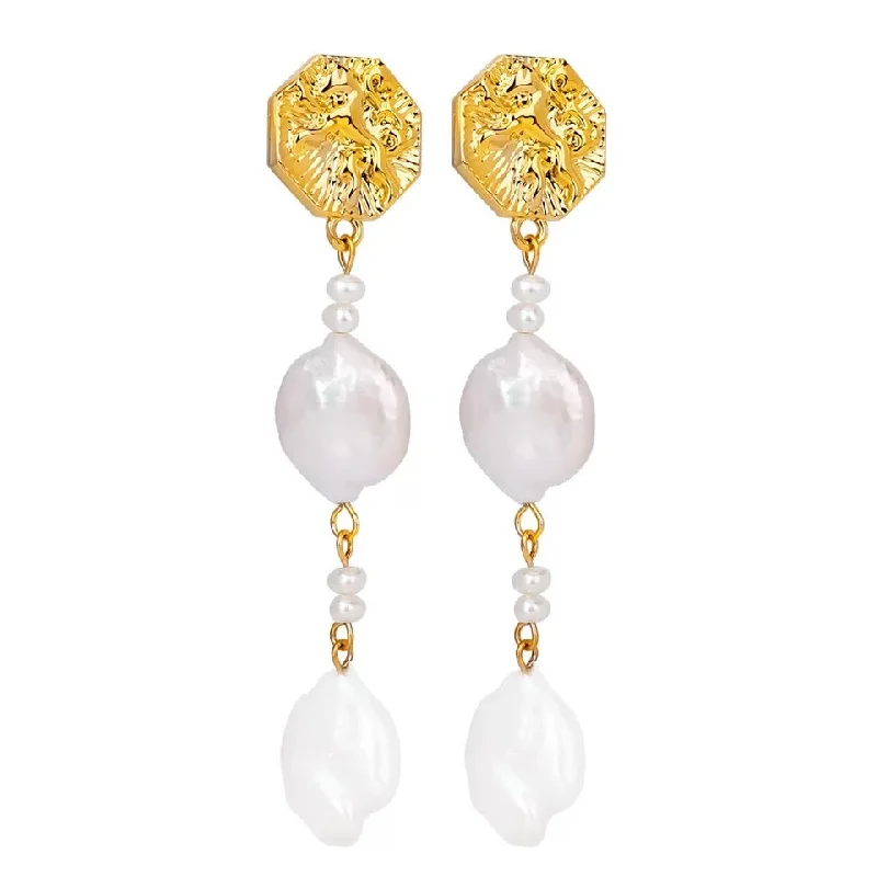 Hoop earrings with rhinestone-studded rims for a glamorous touch-Evelyn Pearl Drop Earring