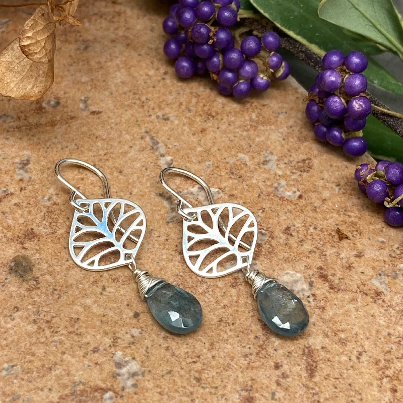 Best hoop earrings with braided leather for a rustic, stylish finish-Aqua Tree Earrings