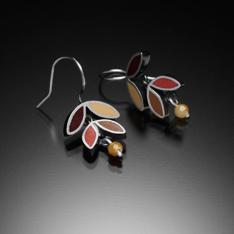 Hoop earrings with spiral designs for a dynamic and fluid look-Four Leaf Earrings (red)