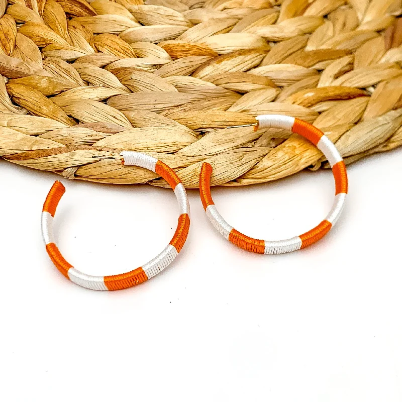 Best hoop earrings with sparkling cubic zirconia for a brilliant, budget-friendly effect-Game Day Glam Colored Hoop Earrings in Orange and White